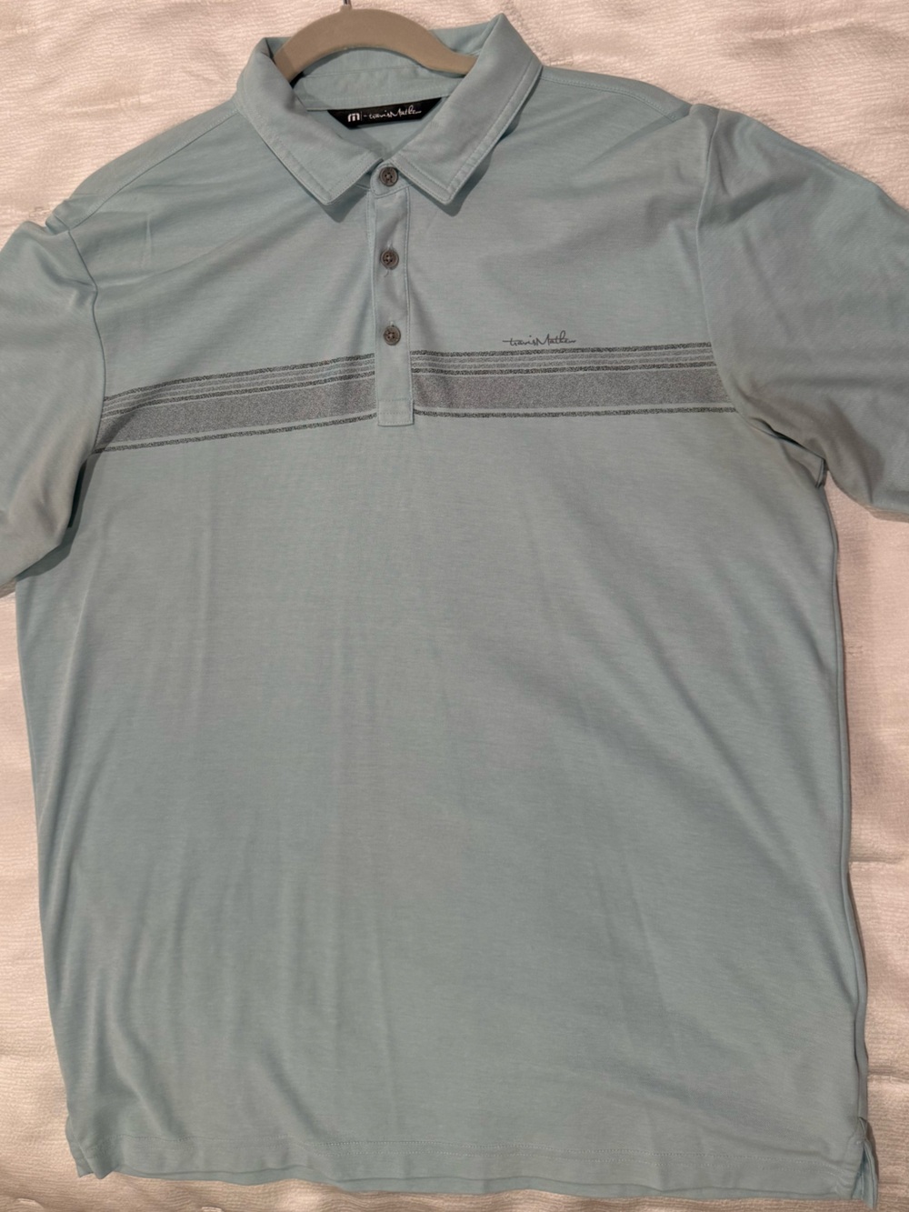 Travis Mathew Men's Light Blue Hole Card Polo